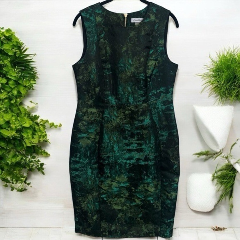 Calvin Klein Mossy Forest‎ Career Office Siren Chic Dress Women's Size 8